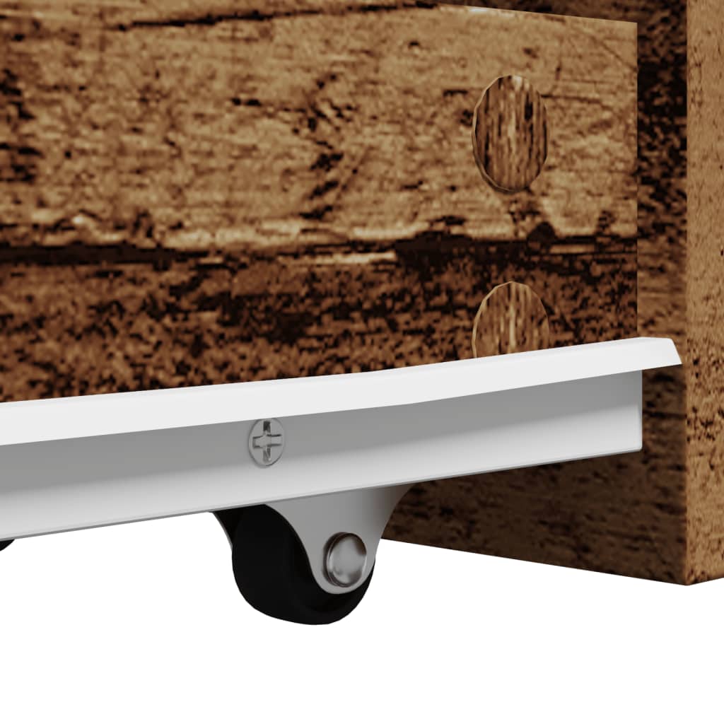 Narrow Bathroom Cupboard with Wheels Old Wood Engineered Wood